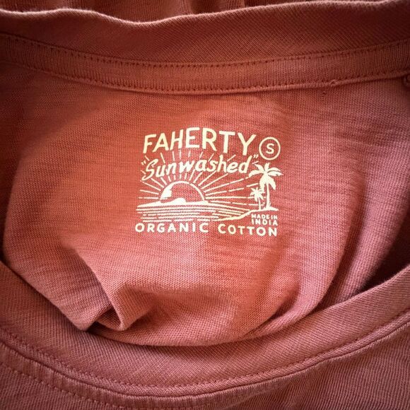 Faherty Sunwashed Organic Cotton Crop T-Shirt Small - Picture 6 of 6